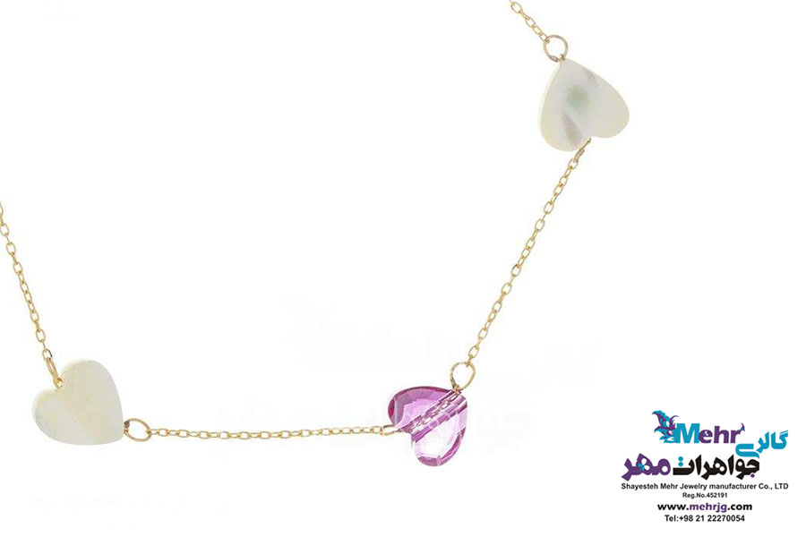 دستبند طلا و سنگ - سواروسکی قلب