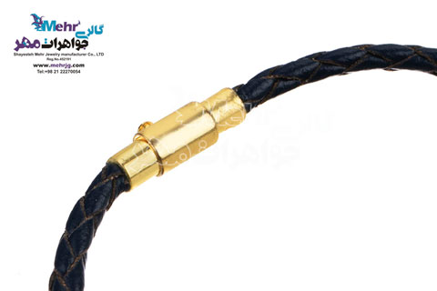 دستبند طلا و چرم - سنگ سواروسکی قلب