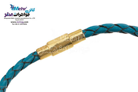 دستبند طلا و چرم - سنگ سواروسکی پروانه