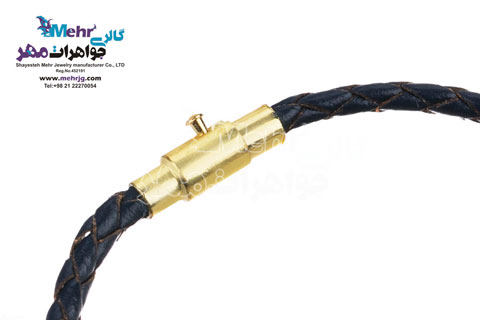 دستبند طلا و چرم - سنگ سواروسکی گل