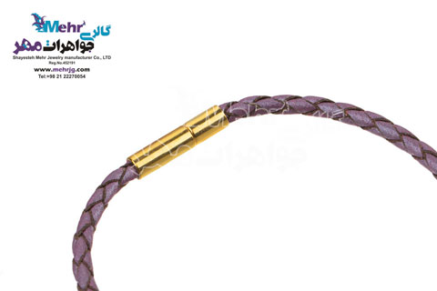 دستبند طلا و چرم - سنگ سواروسکی قلب