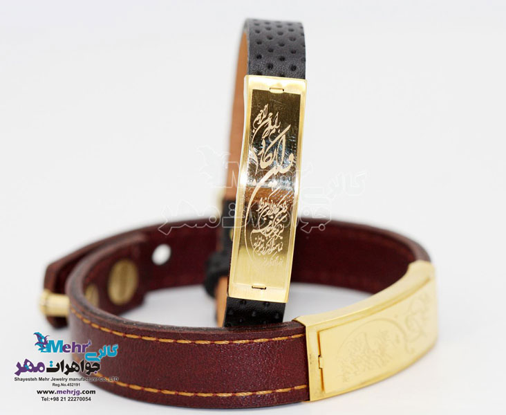 دستبند طلا و چرم - طرح وان یکاد
