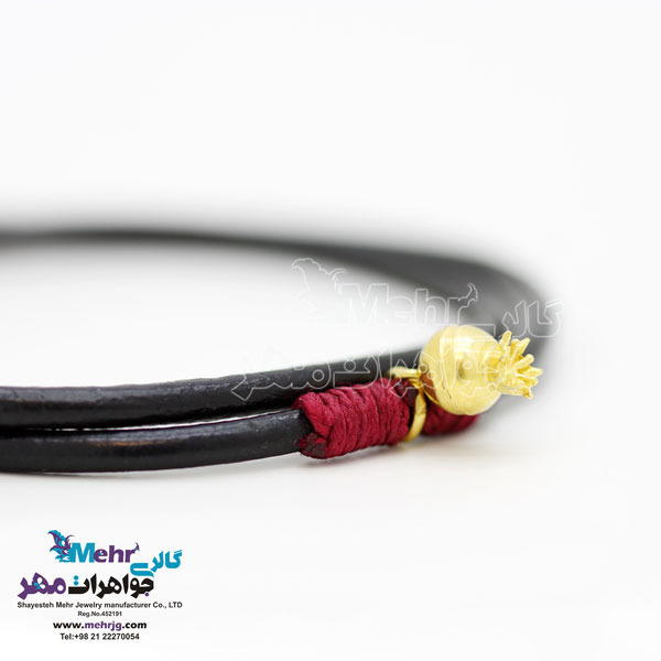دستبند طلا و چرم - طرح انار