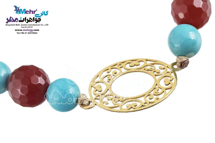 دستبند طلا و سنگ - طرح اسلیمی