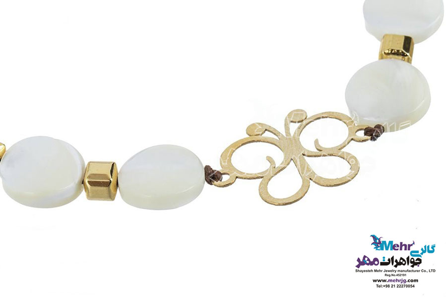 دستبند طلا و سنگ - طرح پروانه