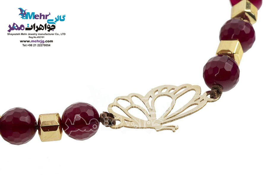 دستبند طلا و سنگ - طرح پروانه