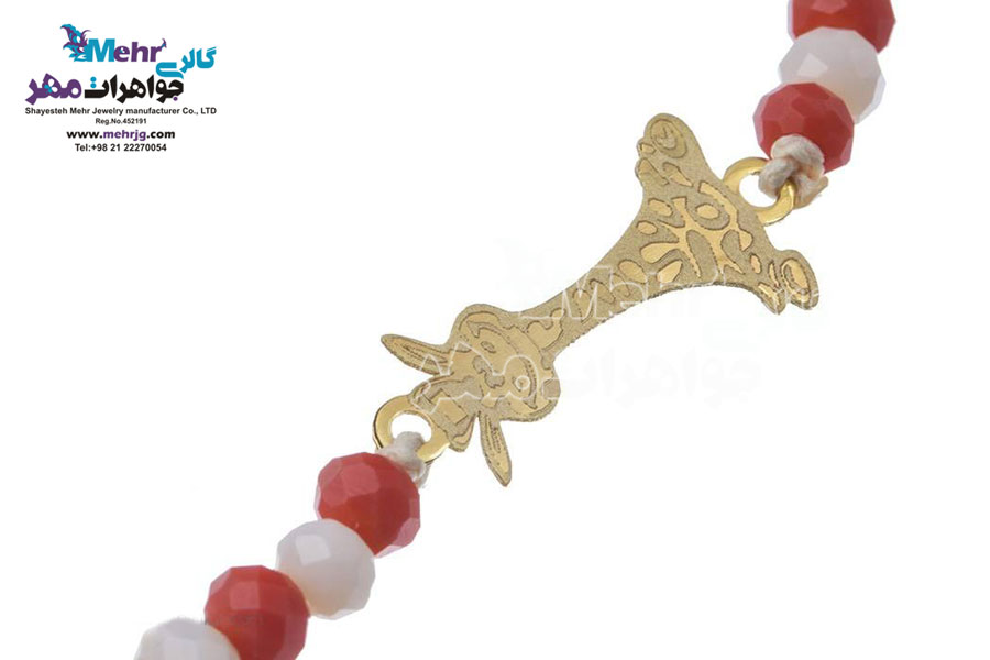 دستبند طلا و مهره - طرح زرافه