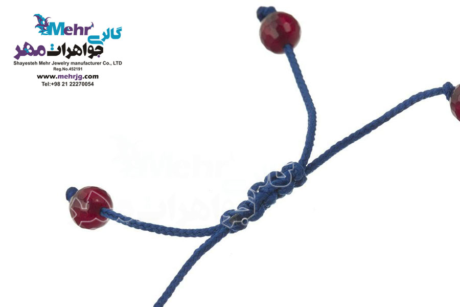 دستبند طلا و سنگ - طرح گل شش پر