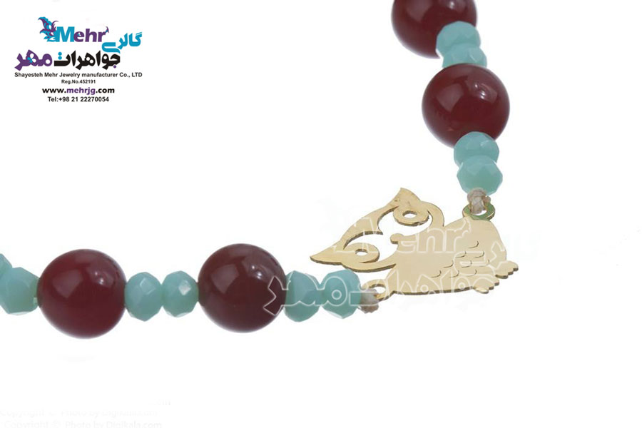 دستبند طلا و سنگ - طرح جغد