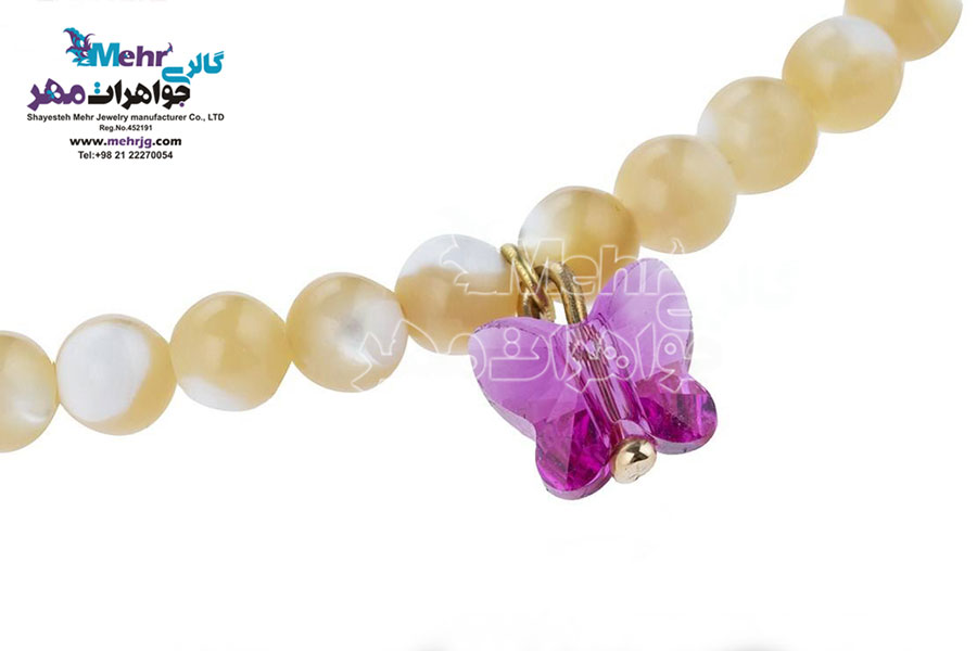 دستبند طلا و سنگ - سواروسکی پروانه