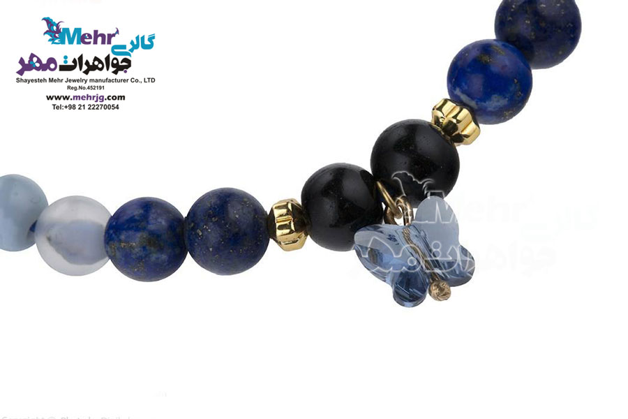 دستبند طلا و سنگ - سواروسکی پروانه