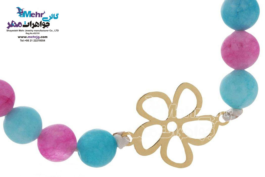 دستبند طلا و سنگ - طرح گل