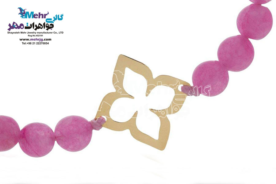 دستبند طلا و سنگ - طرح گل