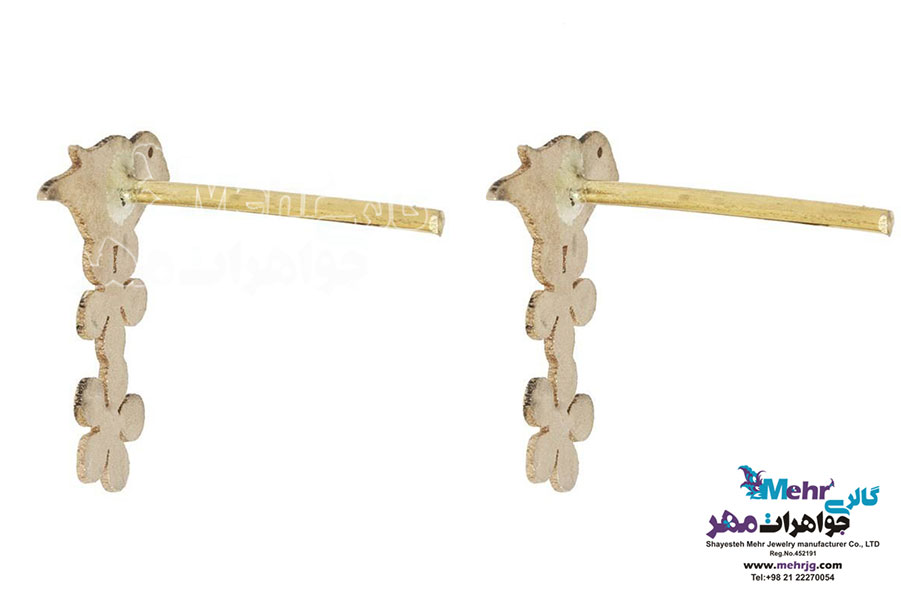 نیم ست طلا - آویز و گوشواره - طرح گل و بلبل