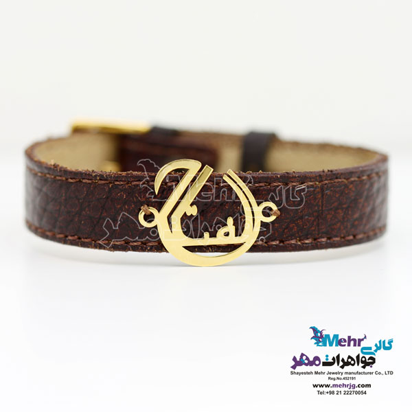 دستبند اسم طلا و چرم - طرح الفتاح