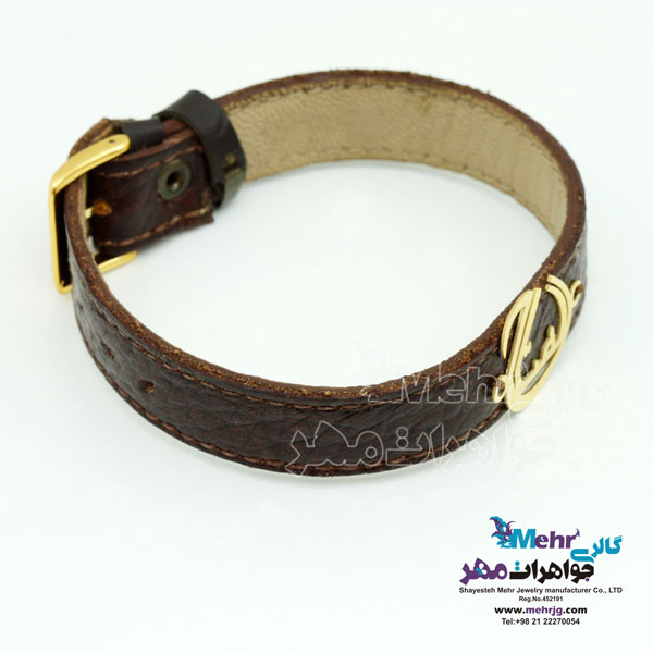 دستبند اسم طلا و چرم - طرح الفتاح