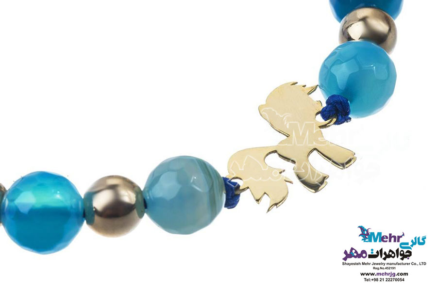 دستبند طلا و سنگ - طرح اسب پونی