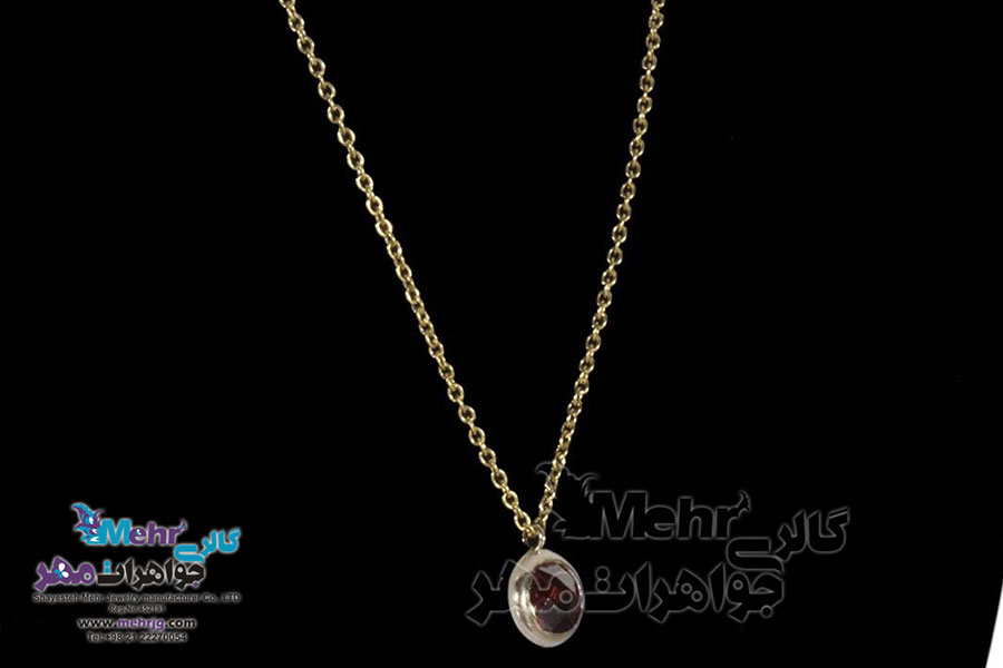 گردنبند طلا - طرح سنگ رنگی