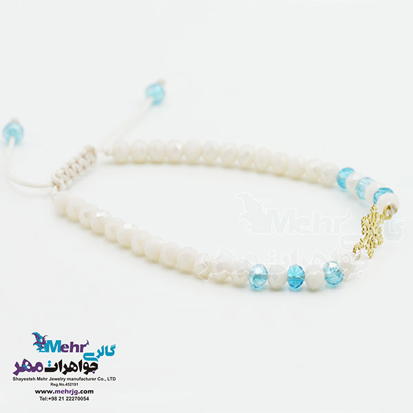 دستبند طلا و مهره - طرح برف