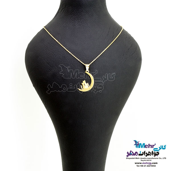 آویز طلا - طرح ماه و گربه