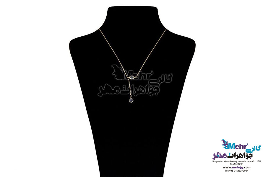 گردنبند طلا - طرح سنگ رنگی