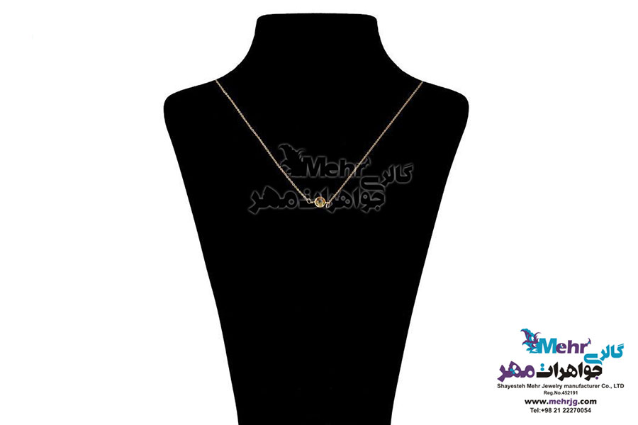 گردنبند طلا - طرح سنگ رنگی