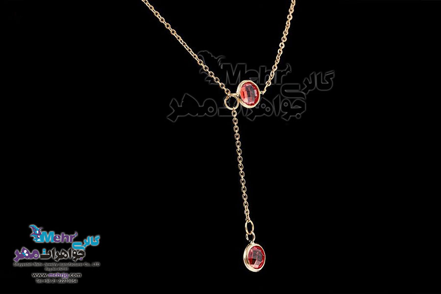 گردنبند طلا - طرح سنگ رنگی