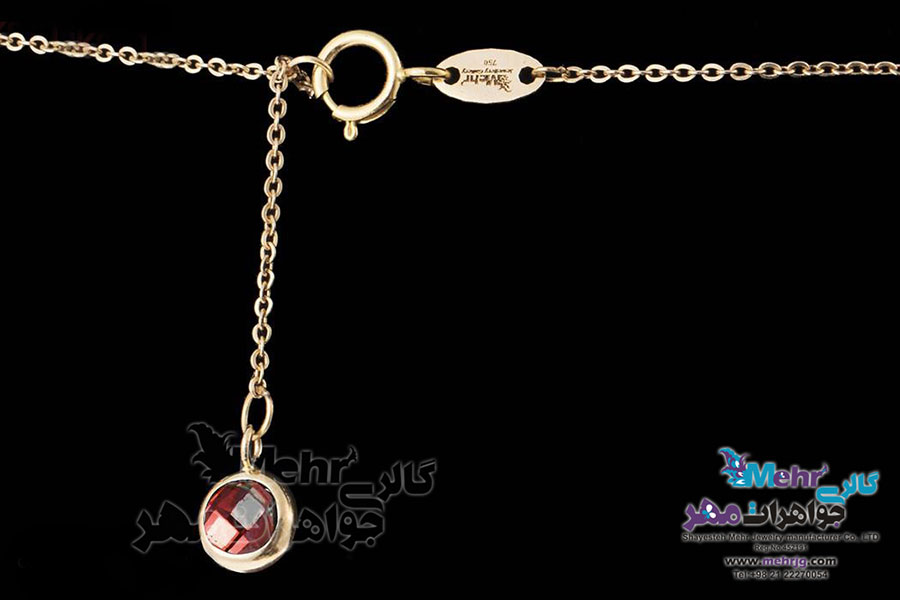 گردنبند طلا - طرح سنگ رنگی