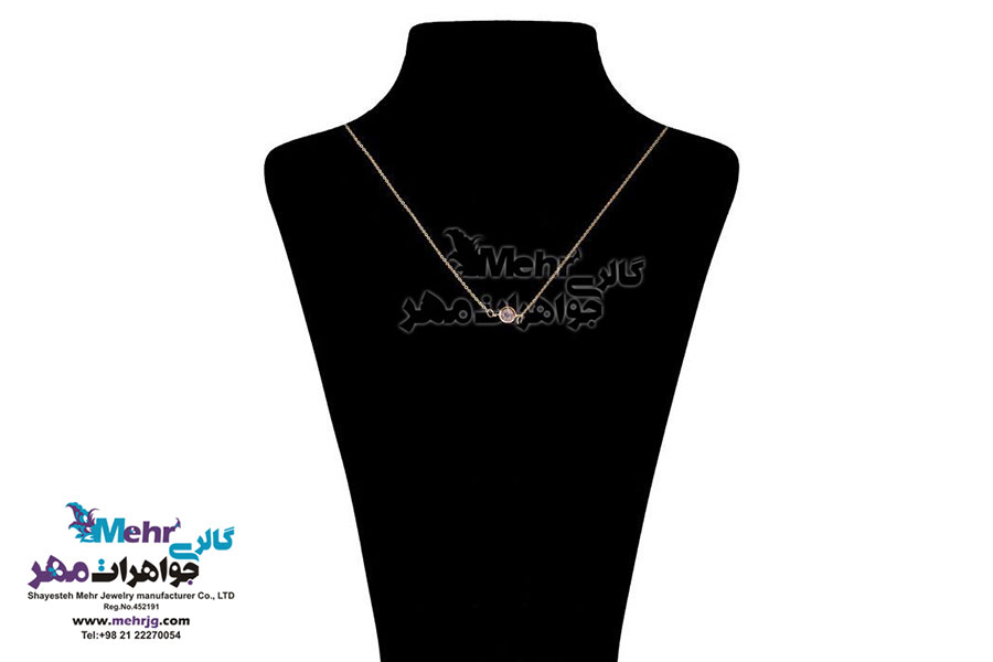 گردنبند طلا - طرح سنگ رنگی