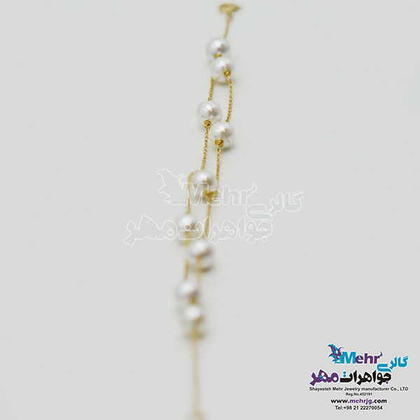 دستبند طلا و سنگ - طرح مروارید نشان