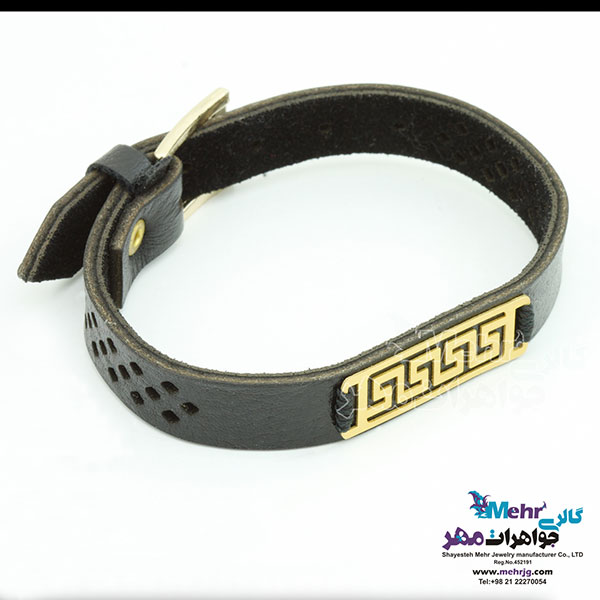 دستبند طلا و چرم - طرح ورساچه