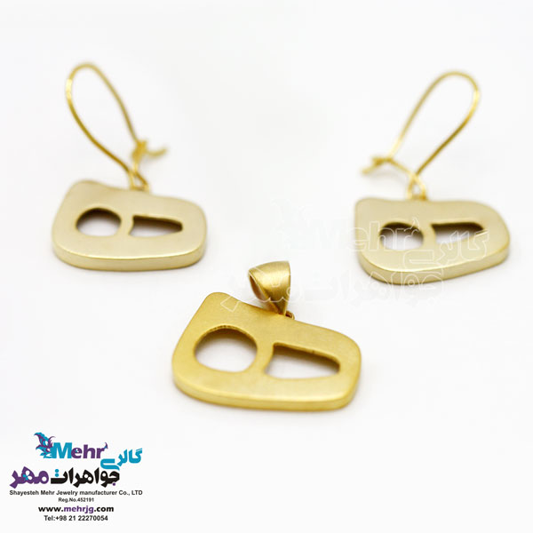 نیم ست طلا - آویز و گوشواره - طرح ه نیمانی