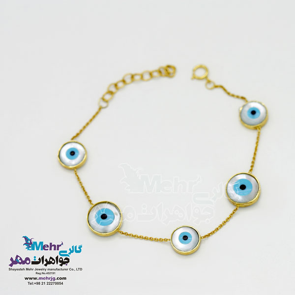 دستبند طلا و سنگ - طرح صدف چشم‌نظر