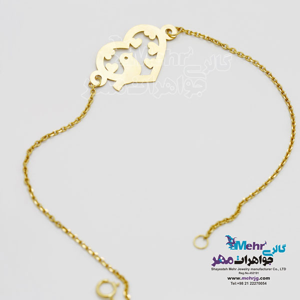 دستبند طلا - طرح پرنده‌ی عاشق