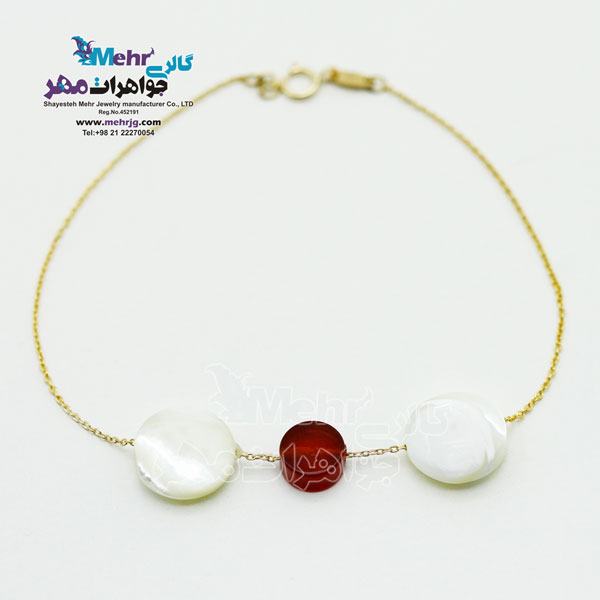 دستبند طلا و سنگ - طرح صدف