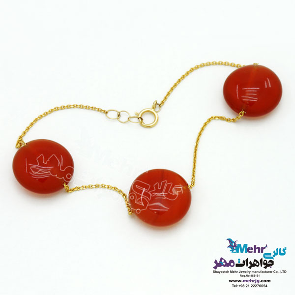 دستبند طلا و سنگ - طرح سنگ عقیق