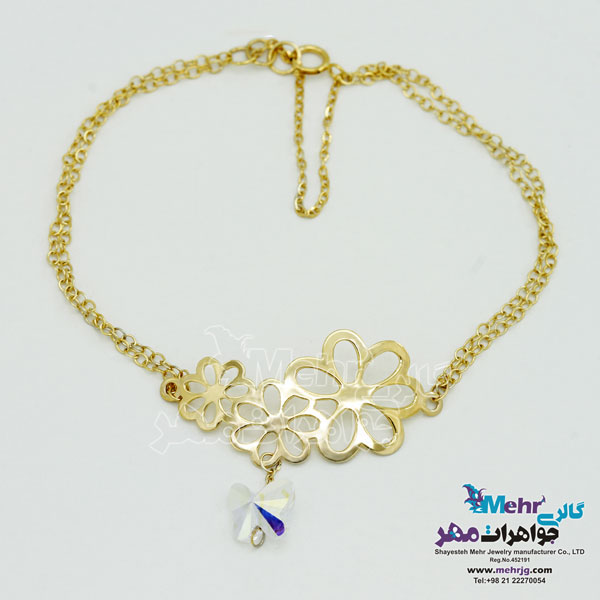 دستبند طلا - طرح گل و پروانه