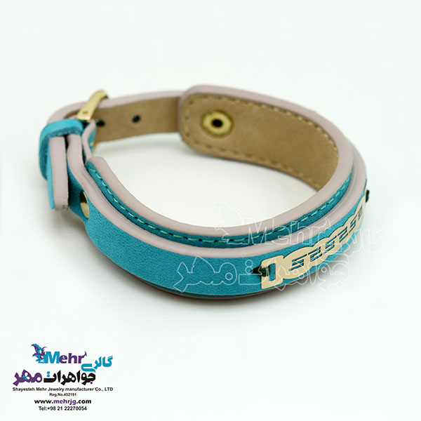 دستبند طلا و چرم - طرح ابر