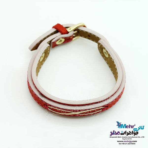 دستبند طلا و چرم - طرح بی‌نهایت