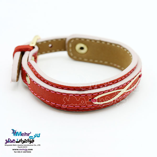 دستبند طلا و چرم - طرح بی‌نهایت