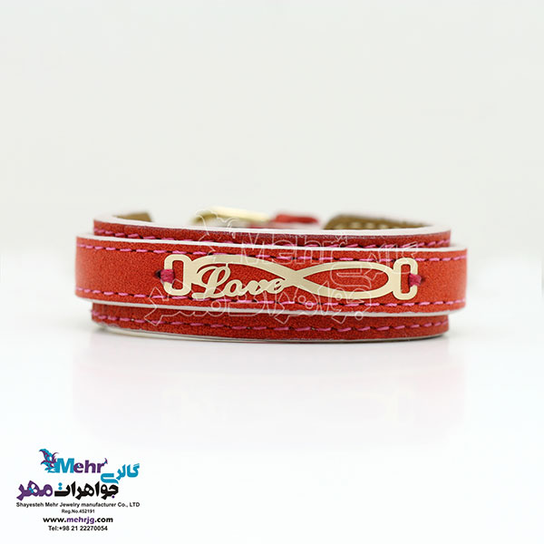 دستبند طلا و چرم - طرح بی‌نهایت