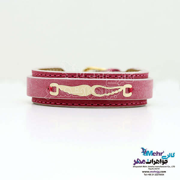 دستبند طلا و چرم - طرح بال