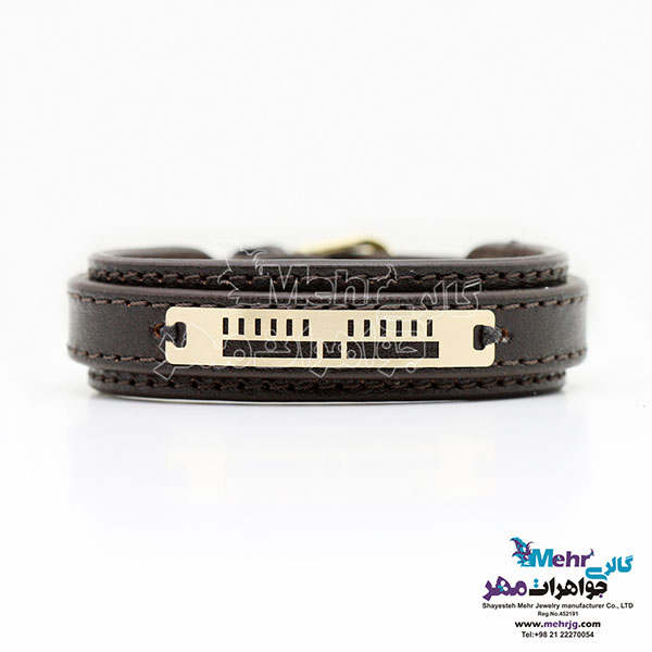 دستبند طلا و چرم - طرح خطوط