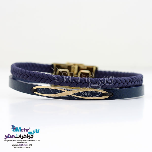 دستبند طلا و چرم - طرح بی‌نهایت