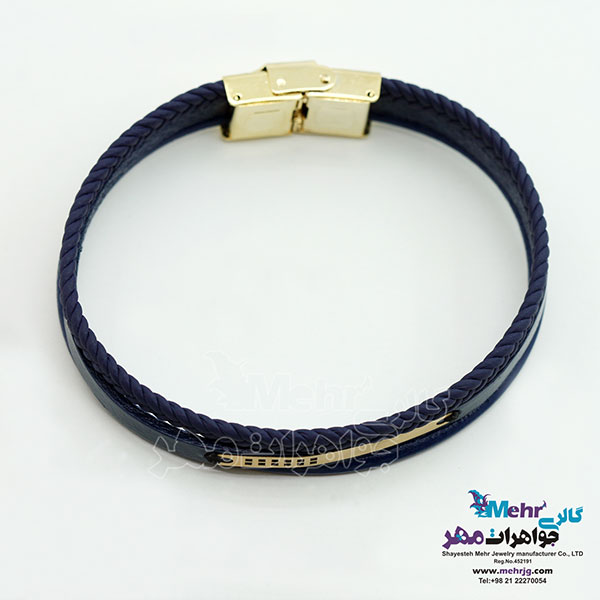 دستبند طلا و چرم - طرح هندسی