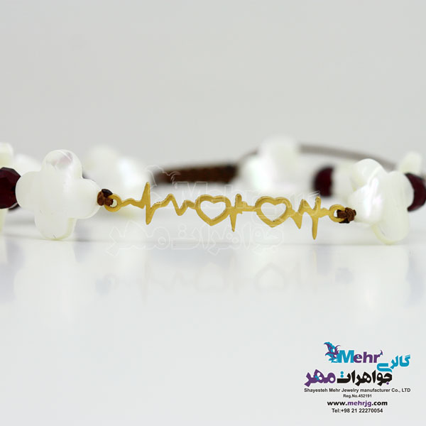 دستبند طلا و سنگ - طرح ضربان قلب