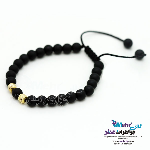 دستبند طلا و سنگ - طرح گوی تراش
