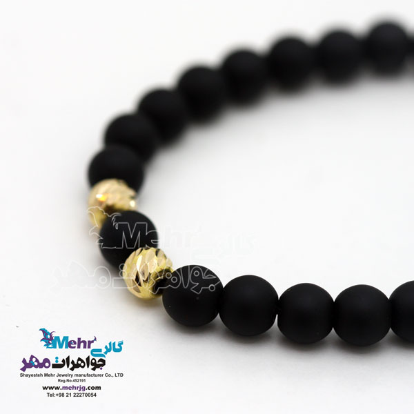 دستبند طلا و سنگ - طرح گوی تراش