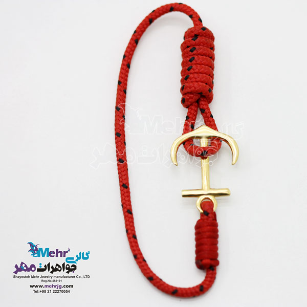 دستبند طلا و بافت - طرح لنگر