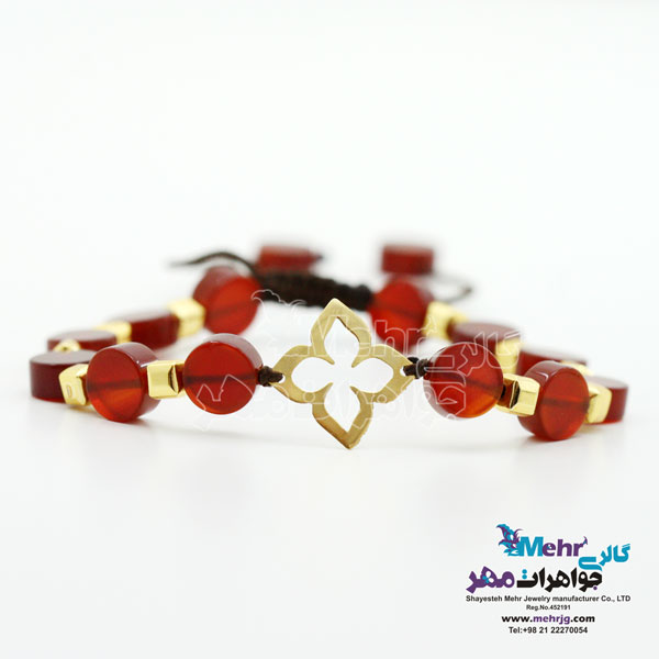 دستبند طلا و سنگ - طرح گل